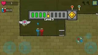 Red And Blue Stickman : Animation Parkour Level 5 Gameplay Walkthrough.