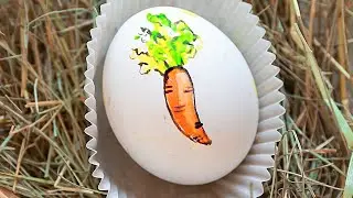 Drawing a Carrot on an Easter Egg