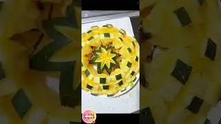 Yellow Melon Beautiful Flower Cutting Design on a Platter