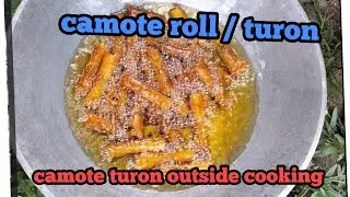 cooking camote turon for merienda 😋 simple camote turon outside cooking