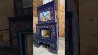 изразцовая печь-камин с лежанкой  по индивидуальному проекту