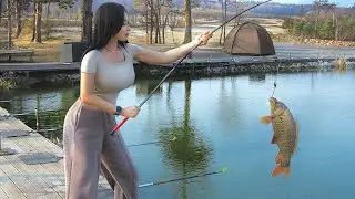 CAN’T STOP BITING! 🎣 Solo Camping Fishing ASMR .