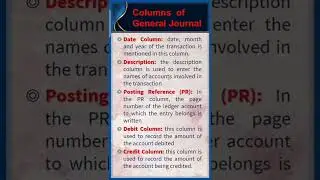 Accounting | 4 | Columns of General Journal
