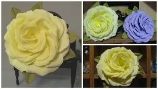 Роза из фоамирана без молдов из 30 лепестков. Мастер класс. Foam rose