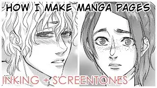 How I Make Manga Pages | INKING + SCREENTONES 【180cm ≫ CH.7】