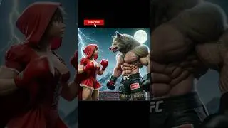 LITTLE RED RIDING HOOD 🆚 BIG BAD WOLF 🥊🙀😭Fight for GMA #cute #cat #aiimages #fighting