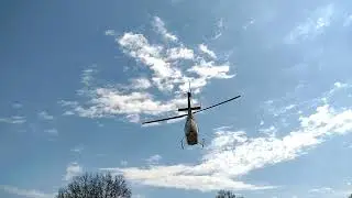 Helicopter taking off at the Will Rogers Memorial Museum