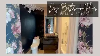 DIY BATHROOM FLOOR USING PEEL AND STICK TILE
