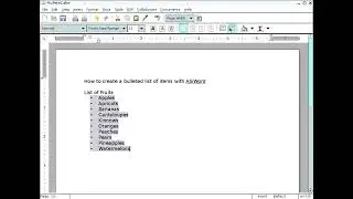 AbiWord: how to create bulleted list 