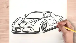How to draw a Ferrari Car for beginners
