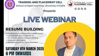 Resume Building Webinar Recording | Training and Placement Cell DUSOL