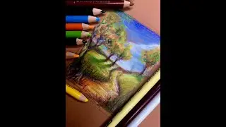 Pencil color Fall landscape - Virtual McArt