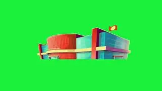 Animated drawing. Animation of the building on a green background. Chroma Key