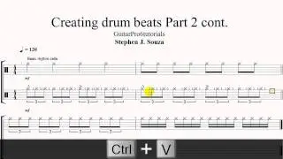 Guitar Pro 6 tutorial - Creating drum beats Part 2 cont.