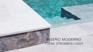 Piscina moderna con porcelánico de Cerámica Mayor
