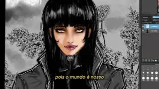 Criei e pintei minha própria personagem de mangá!