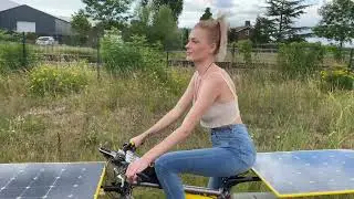 Driving away on solar bike