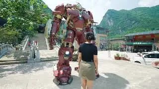 The beauty drives the anti-Hulk mech, so cool!美女驾驶反浩克装甲，起飞的那一刻帅呆了！
