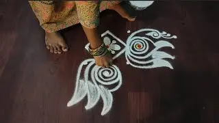 அழகா ஒரு மயில் கோலம் 🦚 3 புள்ளி கோலம் 🌺 Daily use kolam @Vidhyaprabhurangolidesigns