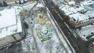 Rivne Drone Winter Phantom 3 Advanced Flying above the Center