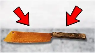 Meat Cleaver Restoration: Polished Blade, Screw Rivets, and Walnut Handle