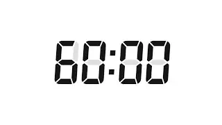 60 Seconds Digital Countdown Timer | White Background | Black Text | No Sounds