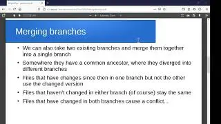 Git branch, merge, conflict resolution