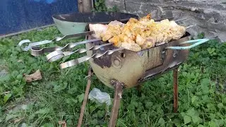 Мангал из фреонового балона в работе!)