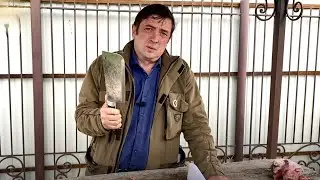 Мясницкая тяпка из стали У8, работа по лосиным костям