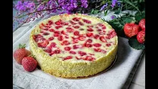 Пирог со сметанной заливкой с клубникой и малиной рецепт  #Shorts