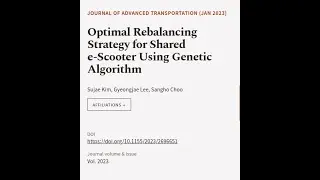 Optimal Rebalancing Strategy for Shared e-Scooter Using Genetic Algorithm | RTCL.TV