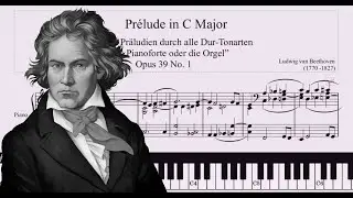 Beethoven Prélude Opus 39 No. 1 in C Major - Ludwig van Beethoven (Tutorial Piano, Sheets Score)