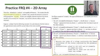 2026 AP Computer Science A Exam Review - Exploring FRQ 4: 2D Arrays