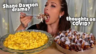 Q&A MUKBANG Cheesy Mac & Cheese and Cinnamon Pull-Apart Bread