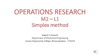 VTU 17ME81 OR MOD 2 L1 SIMPLEX METHOD