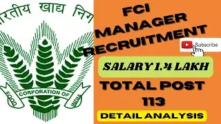 FCI MANAGER Recruitment & SURPRISE || Salary || Eligibility || Post || Selection Procedure ||