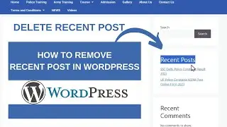 How To Remove Recent Post In Wordpress | How to Remove WordPress Sidebar from Any Page/Post