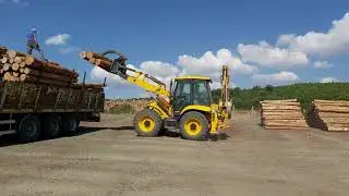 JCB 4cx Pro Bekoloder Tomruk Yükleme || JCB 4CX BackhoeLoader Loading Wood