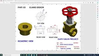 SKETCH GATE VALVE DESIGN AND ASSEMBLE IN SOLIDWORKS// PART-03, GLAND DESIGN