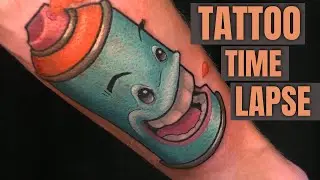 TATTOO TIME LAPSE - Happy Spray Paint ------ Corey Lewis Tattoos & Art