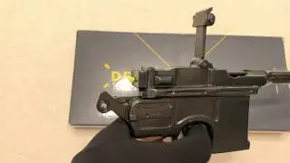 Пистолет Маузер демонстрация шумовых пистонов, Mauser C96 pistol Fires caps demo Denix 1024 1025
