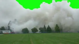 Green Screen Demolish building with explosion