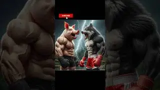 PIG 🆚 BIG BAD WOLF 🐺🥊🐷Fight for DAD #cat #cute #fighting