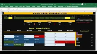 Calendrier mensuel  avec planning personnel Excel