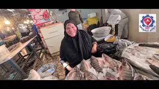 @ سمك فنارة وفايد شط القنال عند الحاجة أم أحمد في أول سوق السمك بالأنصاري السويس.