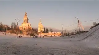 Русские забавы, катания с Соборной горы и у барского пруда на Ногинке в Серпухове, 2018г.