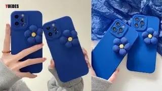 Синий тканевый мягкий чехол с цветами для iPhone 13 12 11 Pro Max