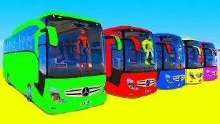 Learn Color Big Bus & Superheroes Cartoon for Kids and Babies Nursery Rhymes