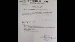 Jammu University Notification