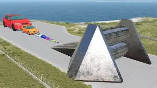 Giant & Small Cars vs Spinning Roller – BeamNG.Drive
